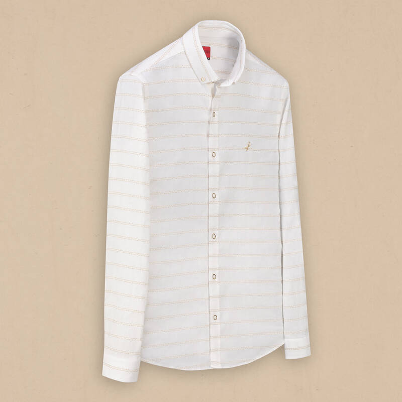 Goias Soho Çizgili Ekru Gömlek - 1