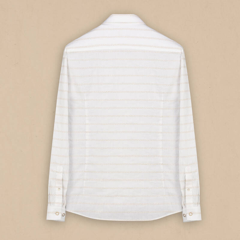 Goias Soho Çizgili Ekru Gömlek - 2
