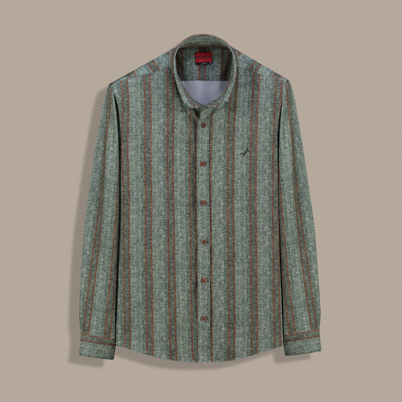 Goias Soho Çizgili Haki Gömlek - INTERVIEW