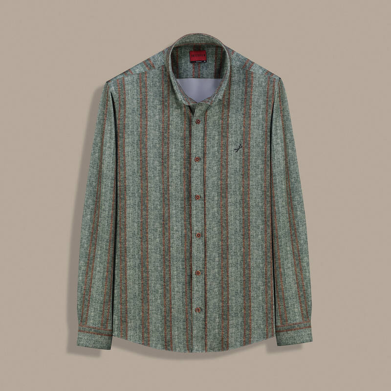 Goias Soho Çizgili Haki Gömlek - 1