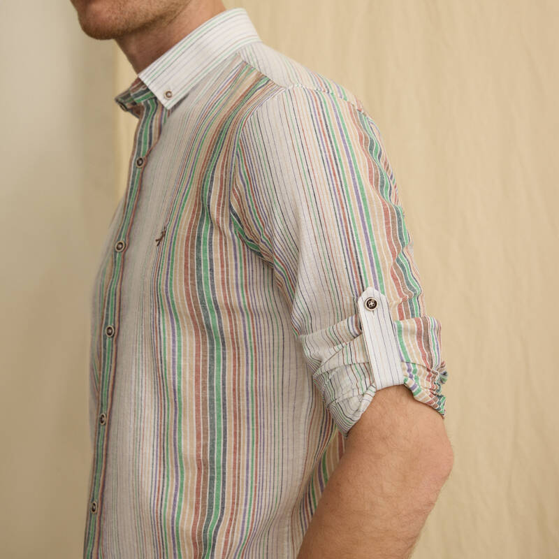 Goias Soho Pamuk Keten Kahverengi Gömlek - 1