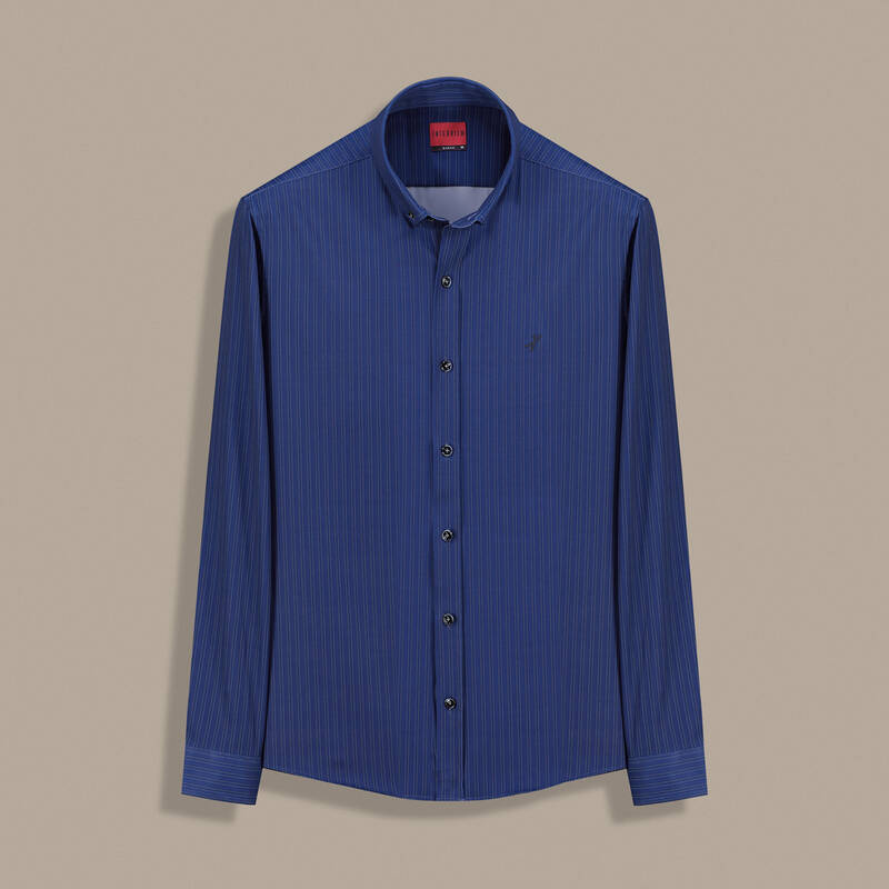 Goias Soho Çizgili Lacivert Gömlek - 1