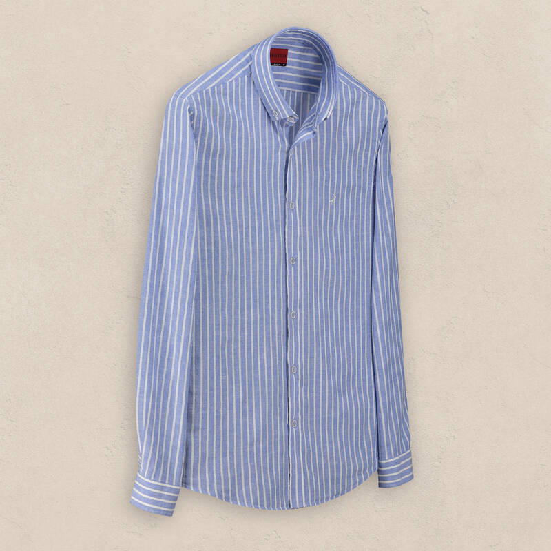 Goias Soho Çizgili Mavi Gömlek - 1