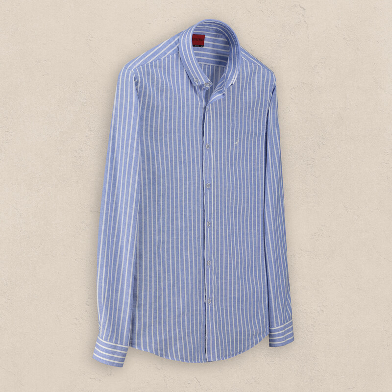 Goias Soho Çizgili Mavi Gömlek 