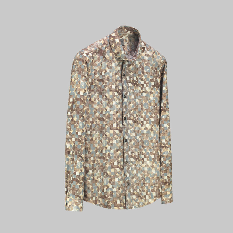 Goias Soho Desenli Kahverengi Gömlek - 1