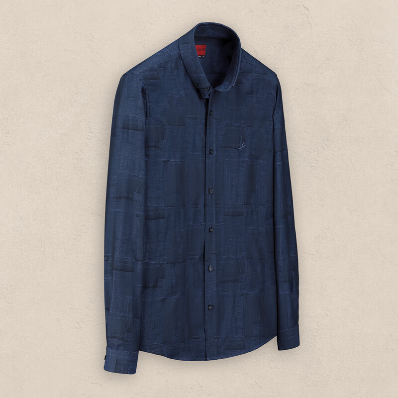 Goias Soho Desenli Lacivert Pamuklu Gömlek 