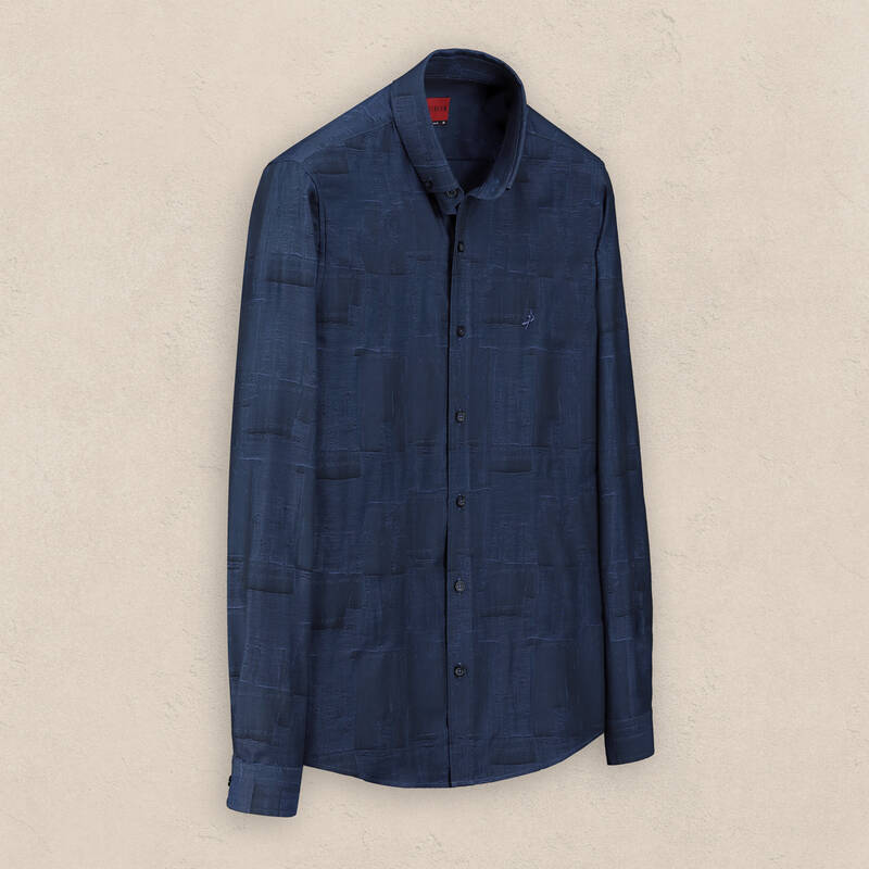 Goias Soho Desenli Lacivert Pamuklu Gömlek - 1