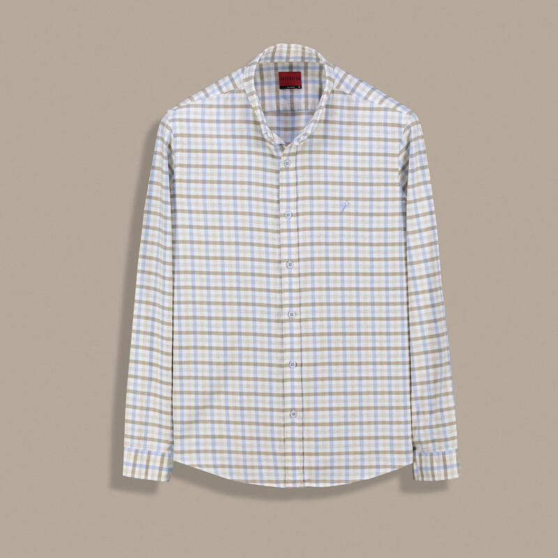 Goias Kareli Mavi Uzun Kol Gömlek - 1