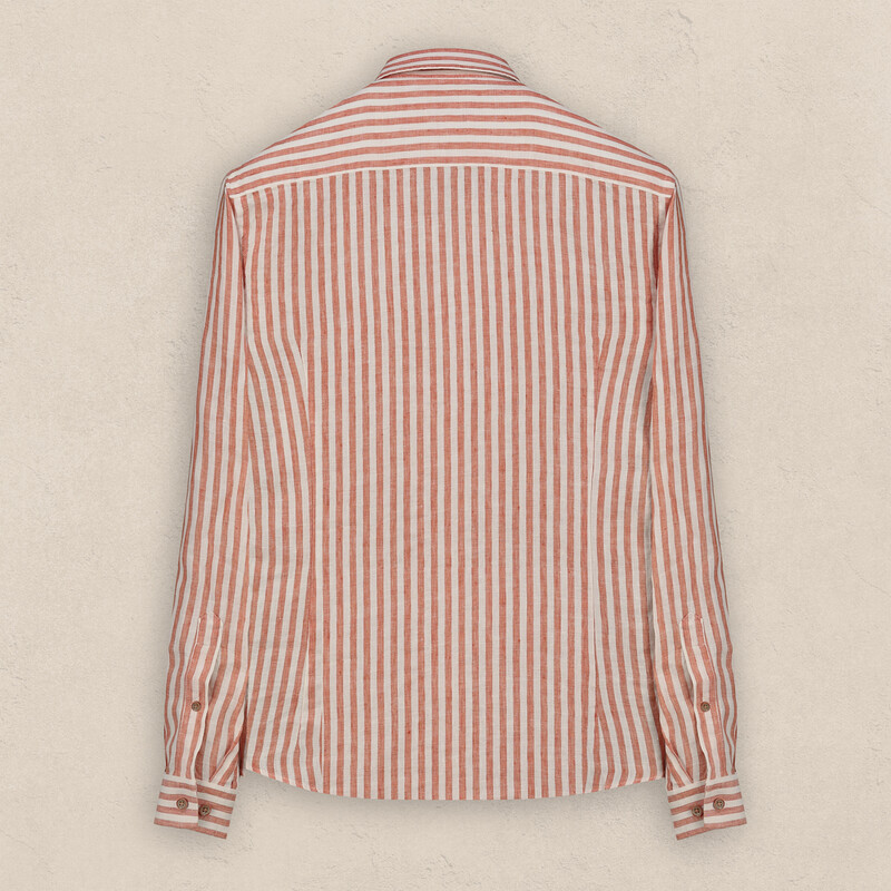 Goias Çizgili Turuncu Keten Gömlek - INTERVIEW