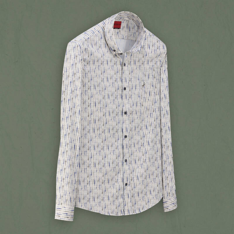 Goias Soho Uzun Kol Desenli Mavi Gömlek - 1