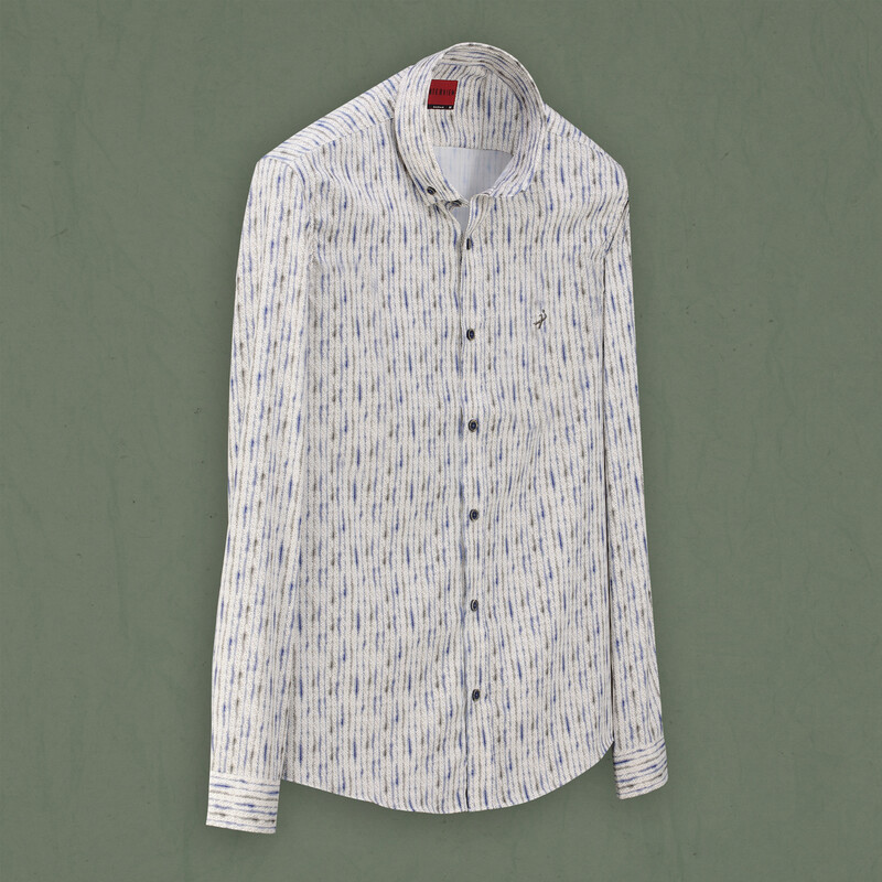 Goias Soho Uzun Kol Desenli Mavi Gömlek 