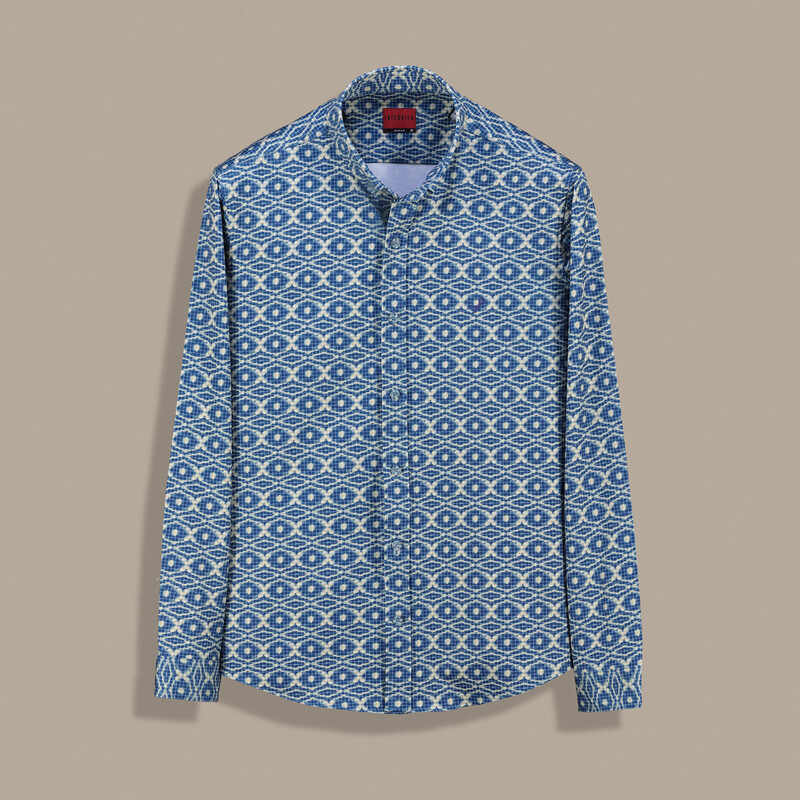 Goias Soho Uzun Kol Desenli Mavi Gömlek 