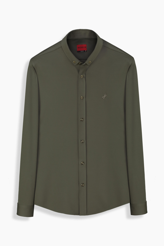 Goias Soho Uzun Kol Fitted Haki Gömlek 