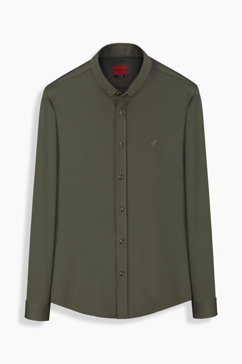 Goias Soho Uzun Kol Fitted Haki Gömlek - 1