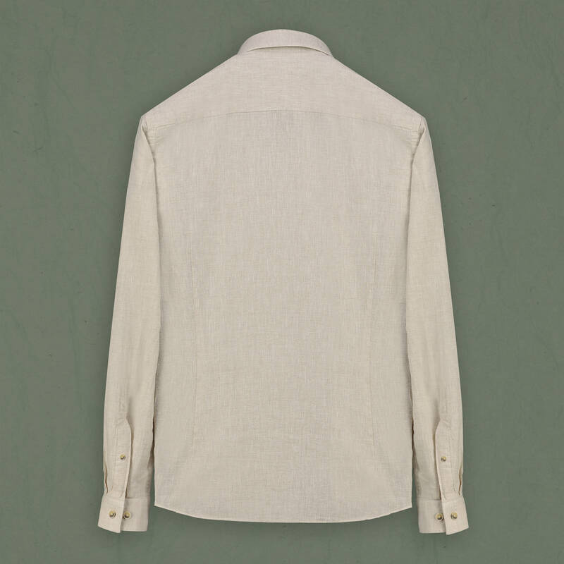 Goias Pamuk Keten Açık Haki Gömlek - 2