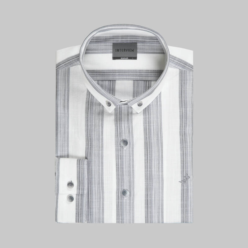 Goias Uzun Kol Çizgili Antrasit Gömlek - 3