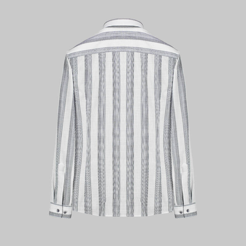 Goias Uzun Kol Çizgili Antrasit Gömlek - 2