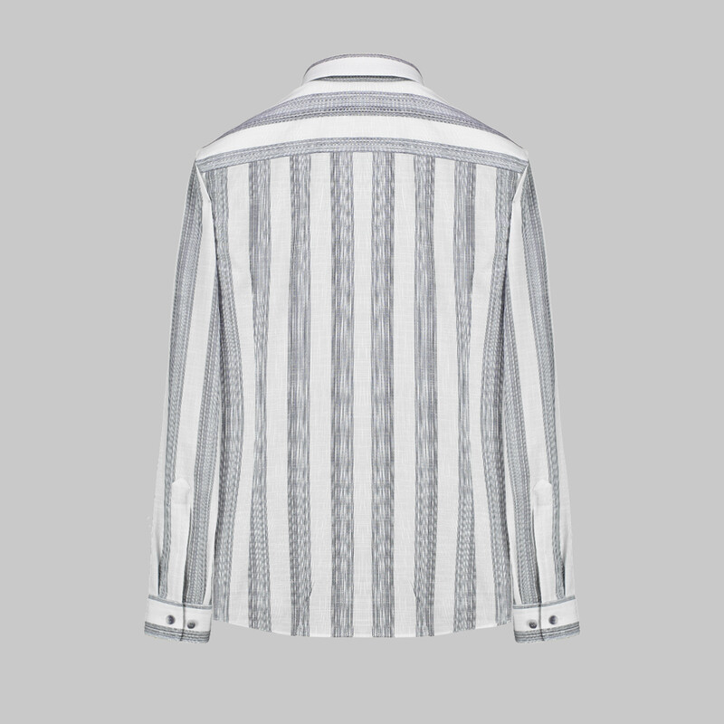 Goias Uzun Kol Çizgili Antrasit Gömlek - INTERVIEW