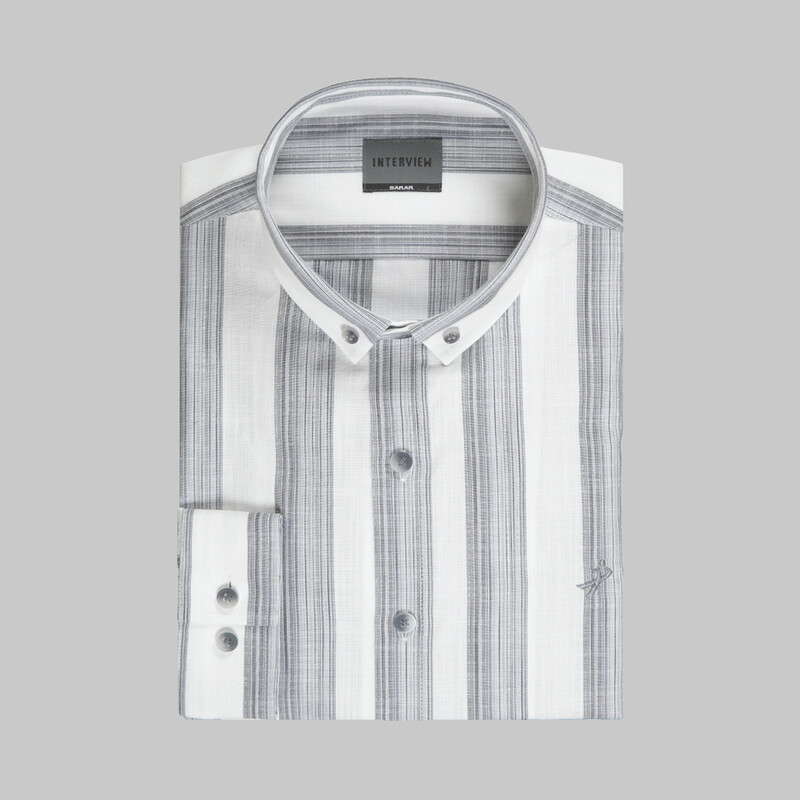 Goias Uzun Kol Çizgili Antrasit Gömlek - INTERVIEW