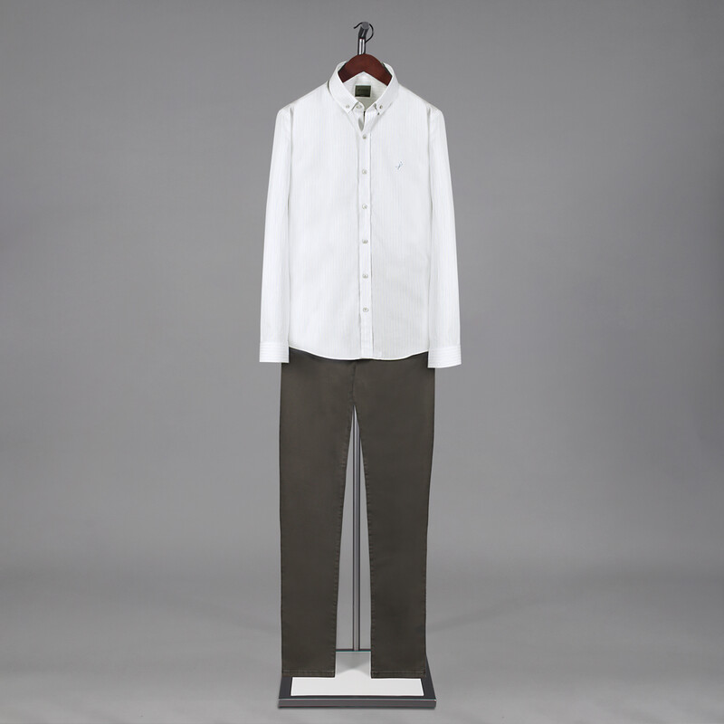 Goias Çizgili Bej Gömlek - INTERVIEW