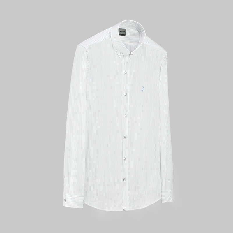 Goias Çizgili Bej Gömlek 