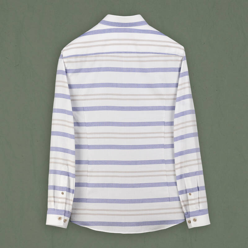 Goias Uzun Kol Çizgili Kahverengi Gömlek - 2