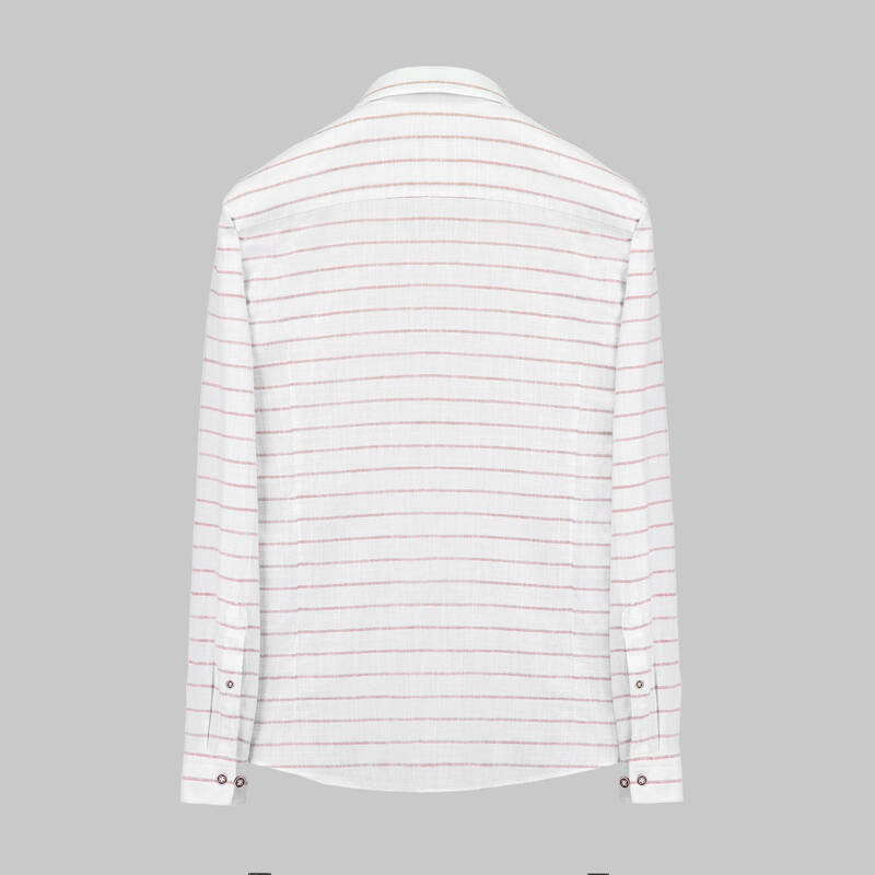 Goias Uzun Kol Çizgili Kırmızı Pamuklu Gömlek - 2