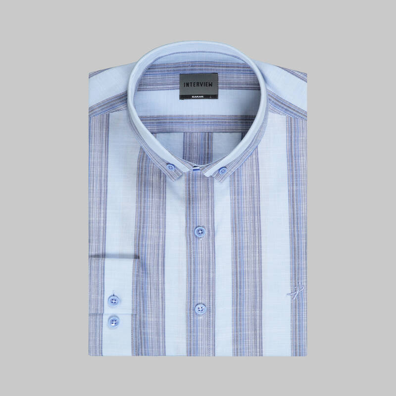 Goias Çizgili Mavi Gömlek - 3