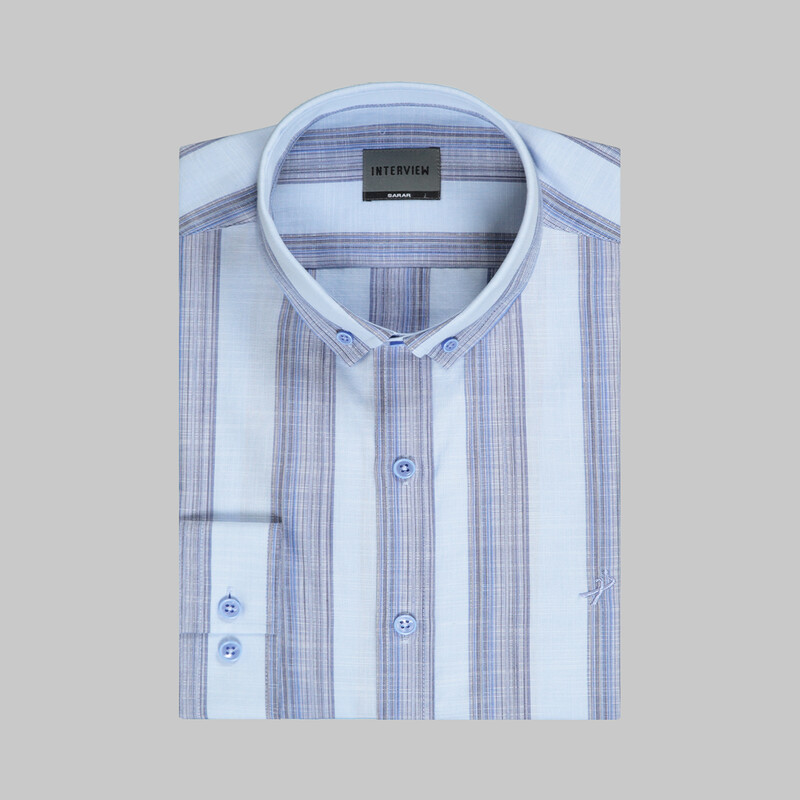 Goias Çizgili Mavi Gömlek - INTERVIEW