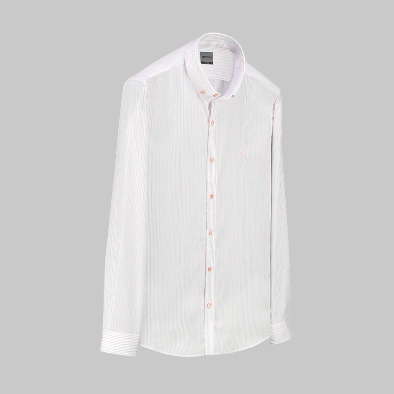 Goias Çizgili Pembe Gömlek 