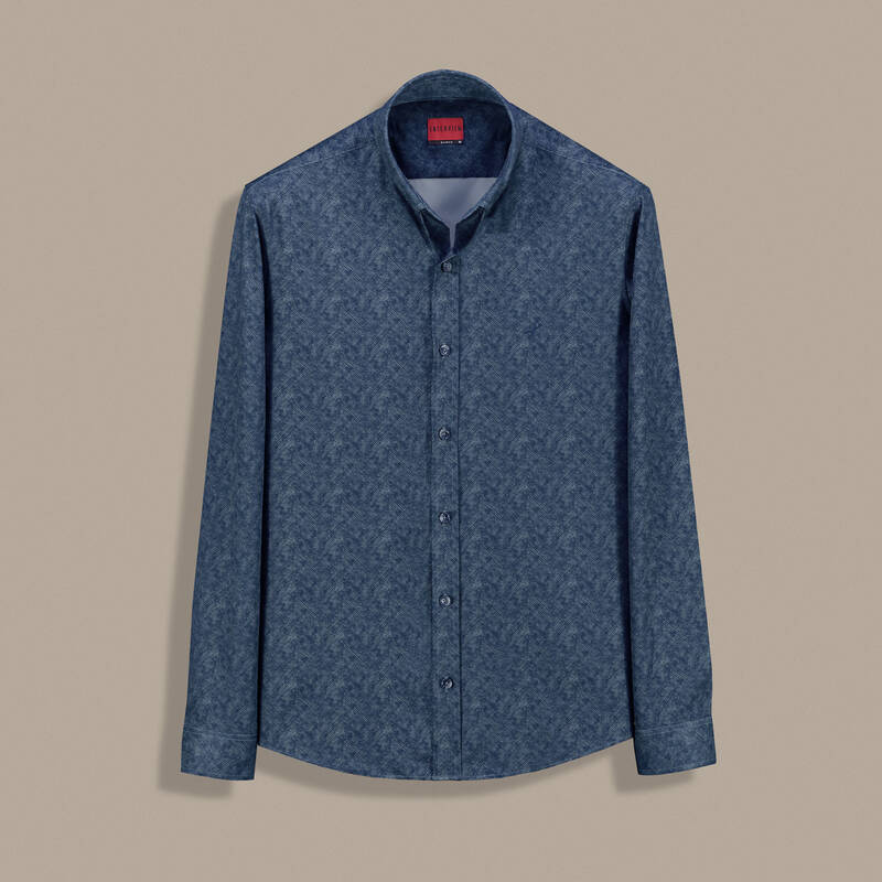 Goias Desenli Lacivert Gömlek - 1