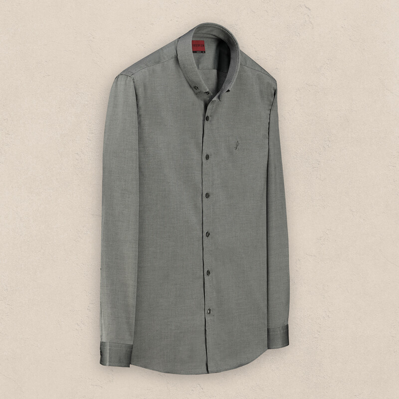 Goias Uzun Kol Fitted Gri Gömlek 