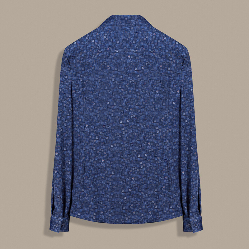 Goias Uzun Kol Soho Desenli Lacivert Gömlek - INTERVIEW