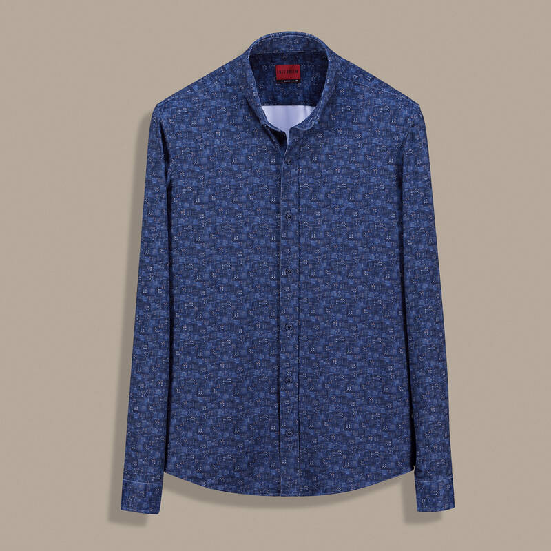 Goias Uzun Kol Soho Desenli Lacivert Gömlek - 1