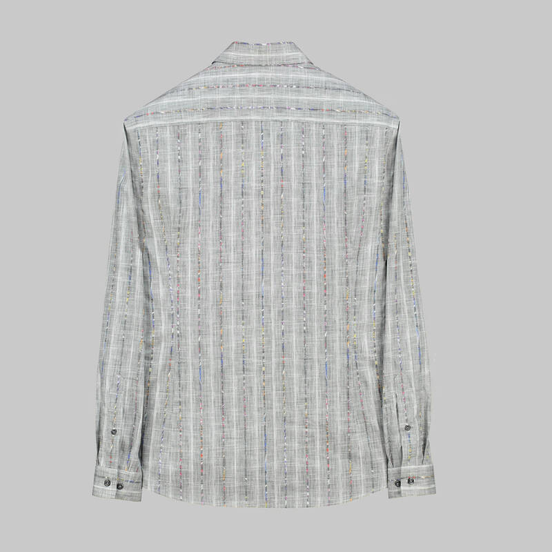 Goias Çizgili Uzun Kol Gri Gömlek - 2