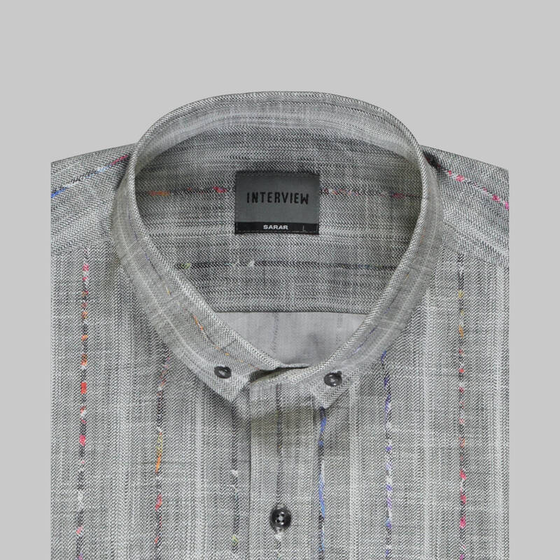 Goias Çizgili Uzun Kol Gri Gömlek - 4