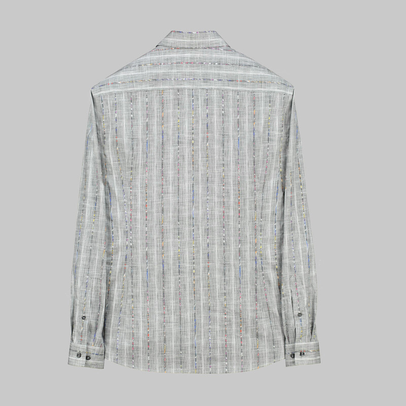 Goias Çizgili Uzun Kol Gri Gömlek - INTERVIEW