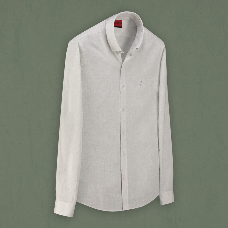 Goias Pamuk Keten Gri Gömlek 