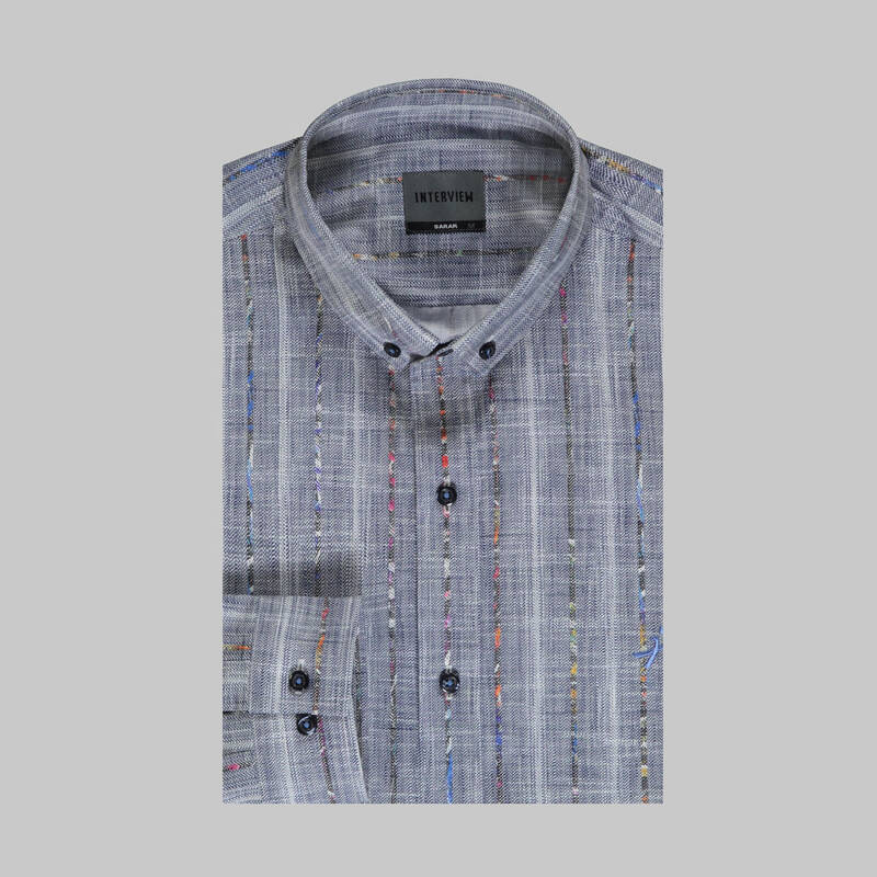 Goias Çizgili Lacivert Gömlek - 3