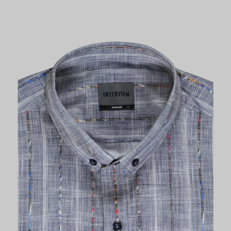 Goias Çizgili Lacivert Gömlek - INTERVIEW