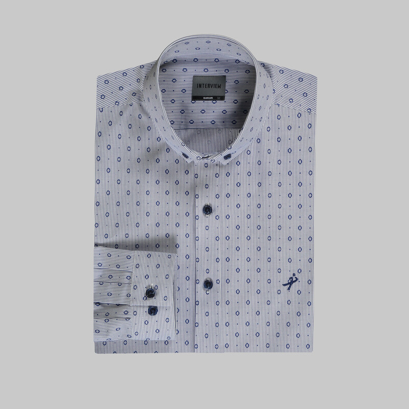 Goias Uzun Kol Desenli Lacivert Gömlek - INTERVIEW