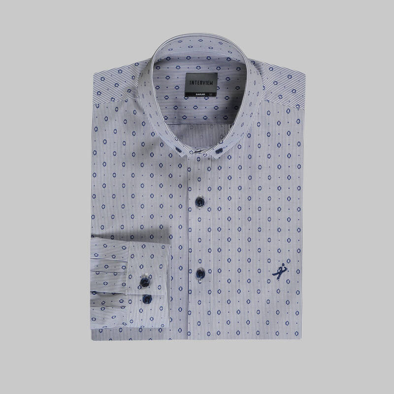 Goias Uzun Kol Desenli Lacivert Gömlek - 5