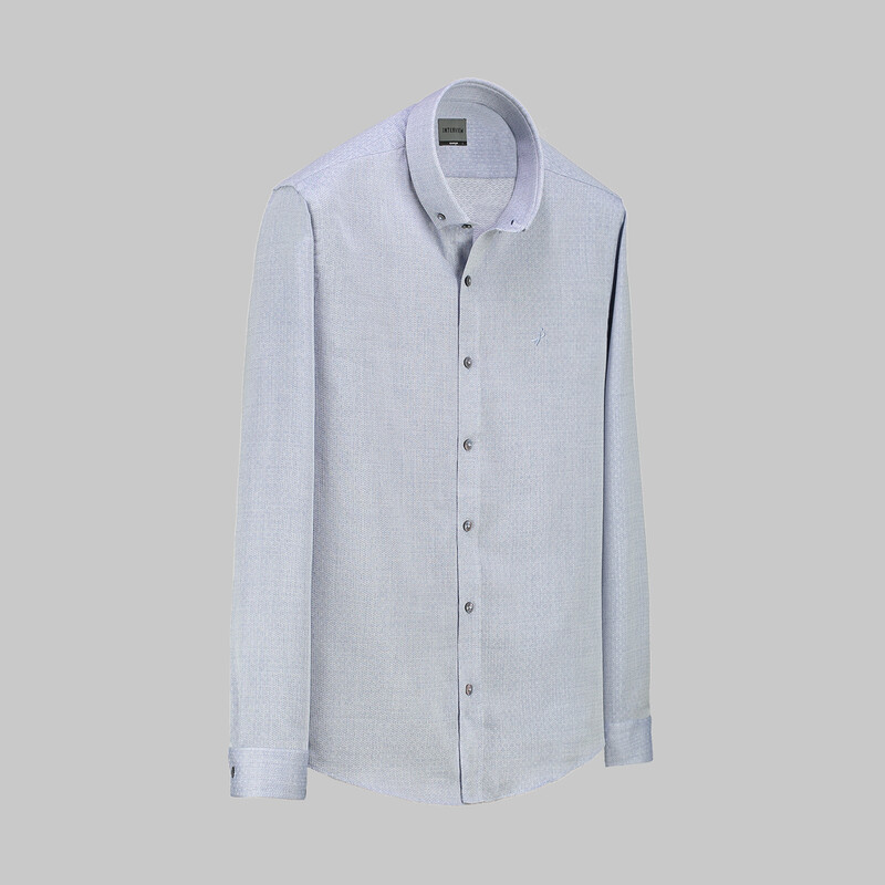 Goias Desenli Uzun Kol Lacivert Gömlek 