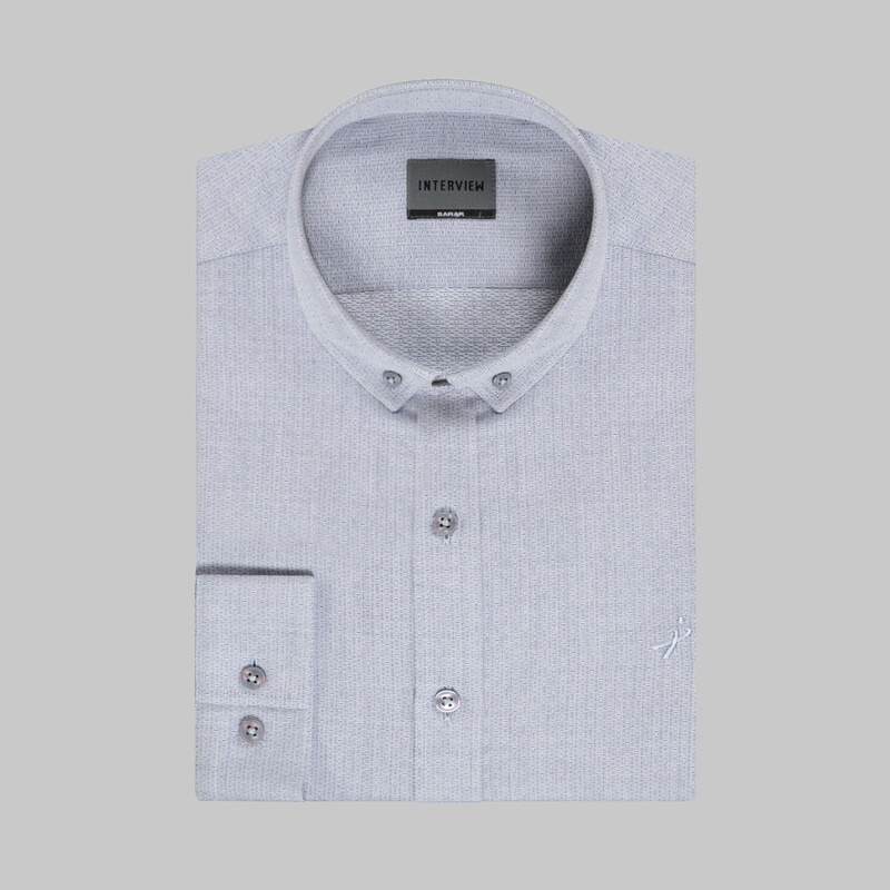 Goias Desenli Uzun Kol Lacivert Gömlek - INTERVIEW