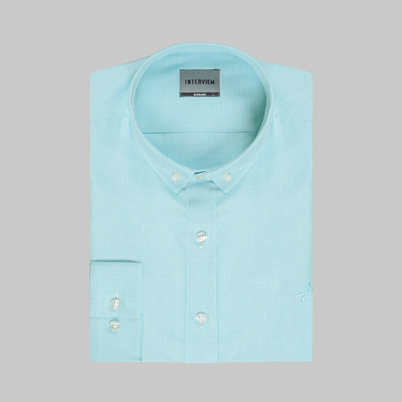 Goias Mini Kare Turkuaz Gömlek - 3