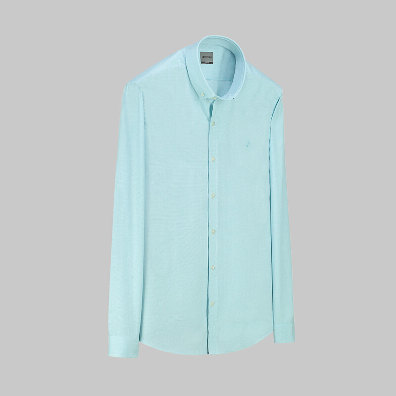 Goias Mini Kare Turkuaz Gömlek 