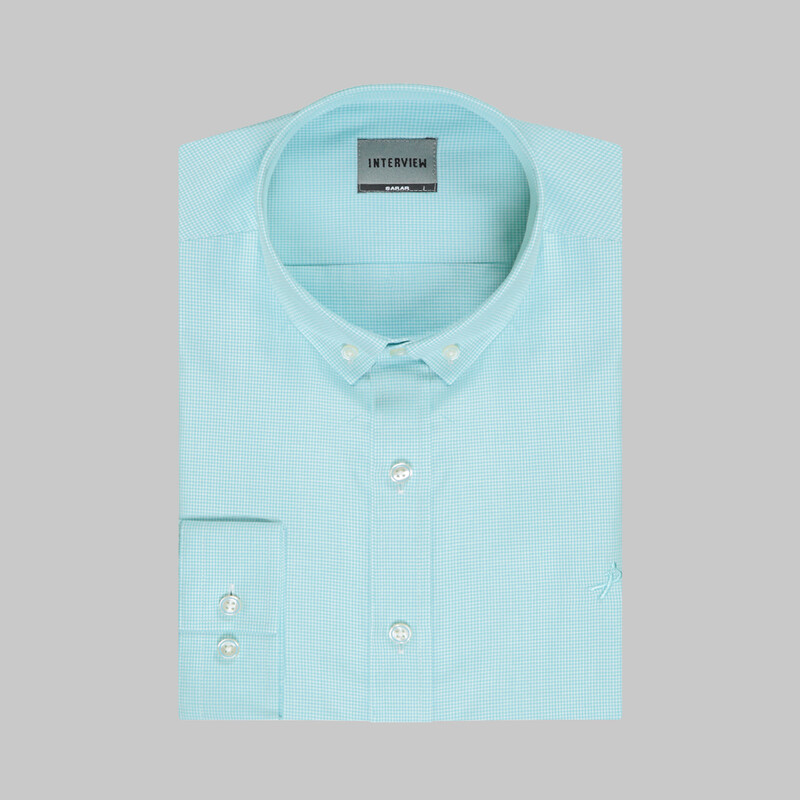 Goias Mini Kare Turkuaz Gömlek - INTERVIEW