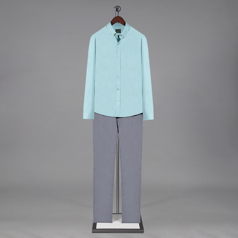 Goias Mini Kare Turkuaz Gömlek - INTERVIEW