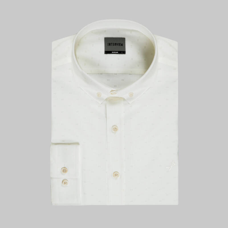 Goias Minimal Desenli Slim Fit Ekru Gömlek - 3