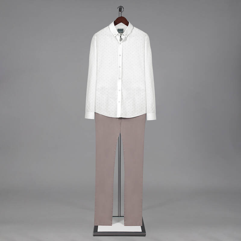 Goias Minimal Desenli Slim Fit Ekru Gömlek - 4